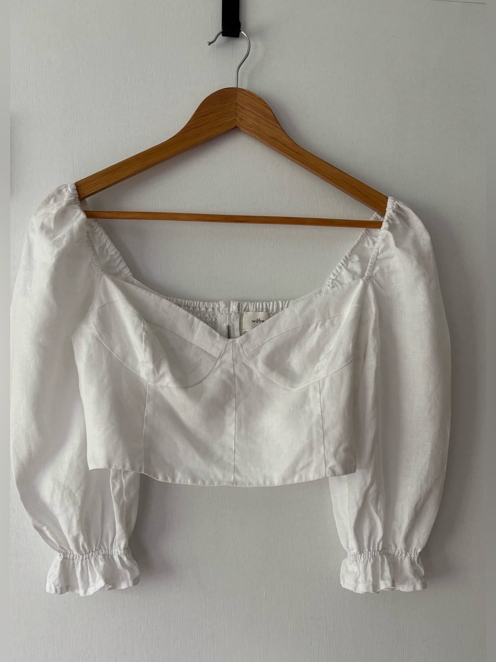 Wilfred White Organic  Linen Puff Sleeve Cropped Top S
